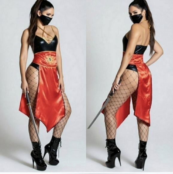 Ultra Sexy Black Red Ninja 5 Piece Costume main image 1
